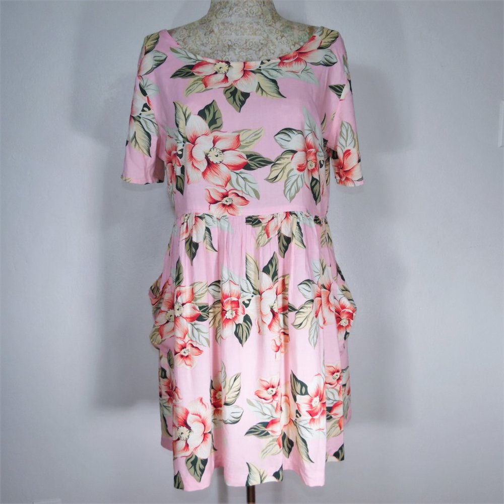 MODA INT'L Vintage 90's Pink Floral Swing Dress